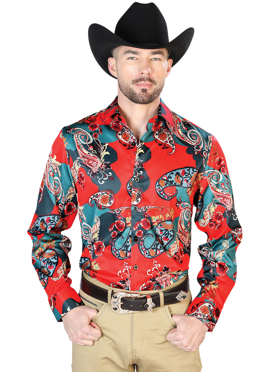 Red Casual Long Sleeve Shirt 43668