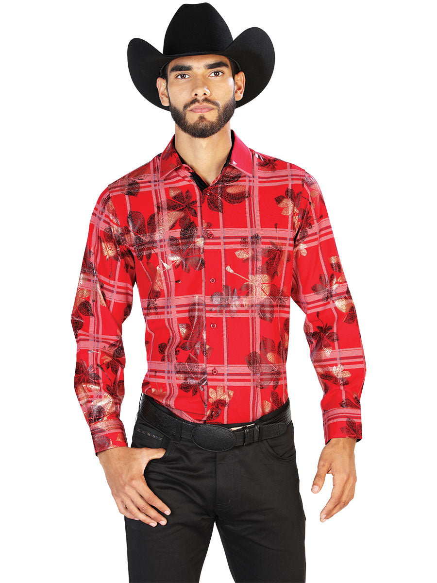 Red Casual Long Sleeve Shirt 43844