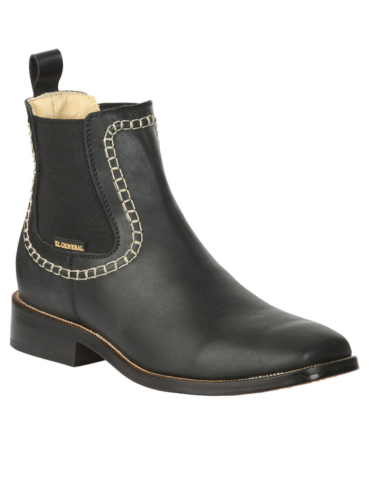 El General Men’s Leather Ankle Boots - Black 45420