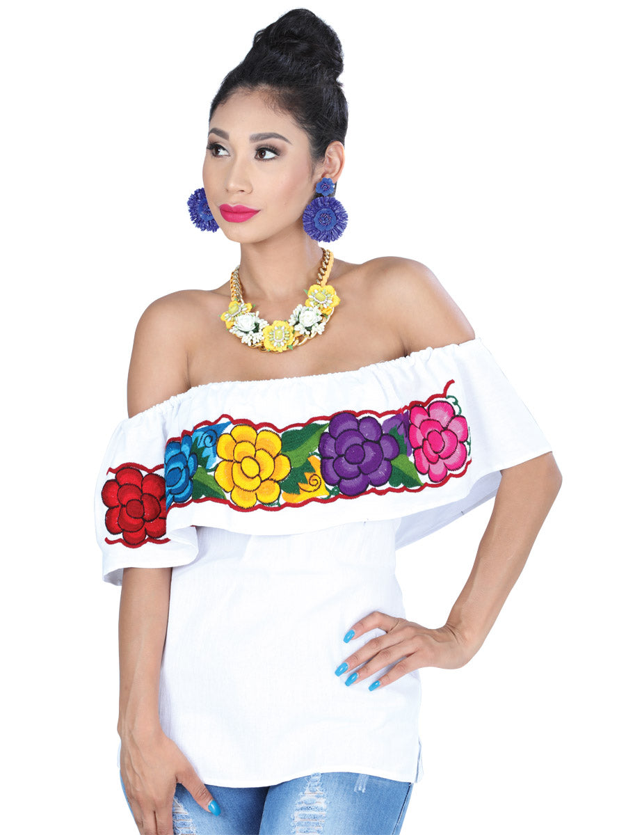 Artisanal Embroidered Blouse 100% Cotton White 601436