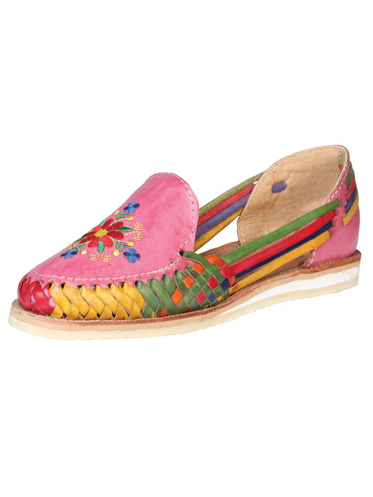 Mexican Artisanal Sandals Leather Pink 602361