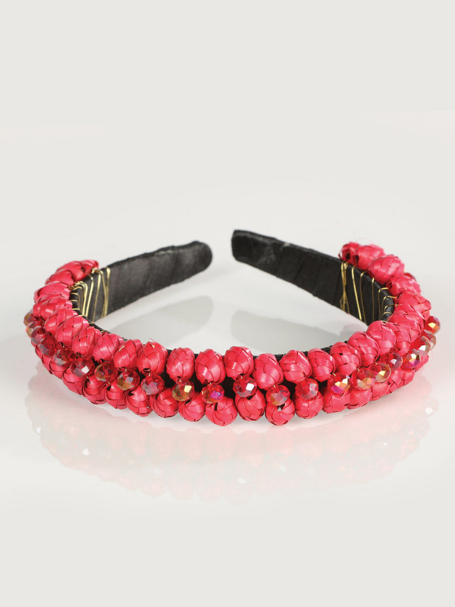 Artisanal Handcrafted Headband 100% Leaf Palm Red 603275
